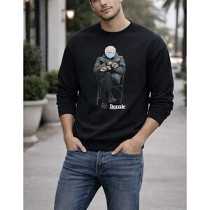 Bernie Sanders Mittens Black Sweatshirt Sz S Organic Cotton Made in USA Graphic